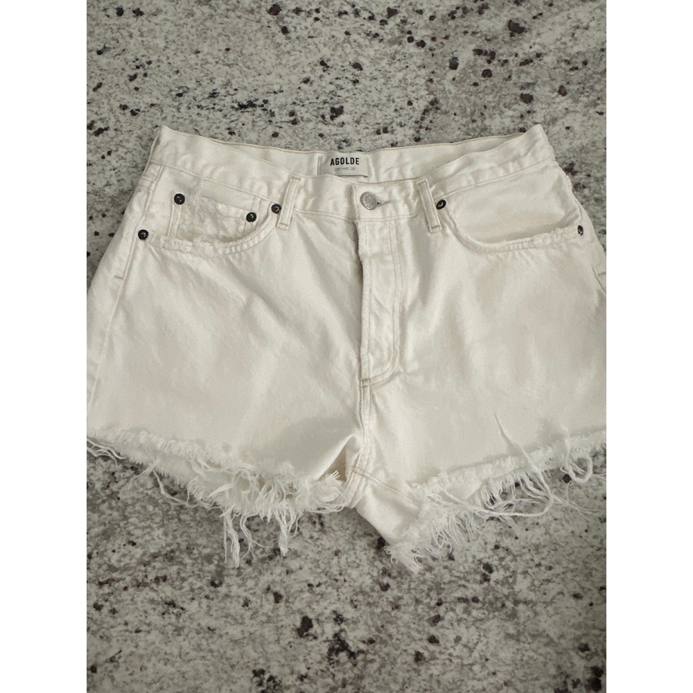 AGOLDE Parker Vintage Cut Off White Denim Shorts 28